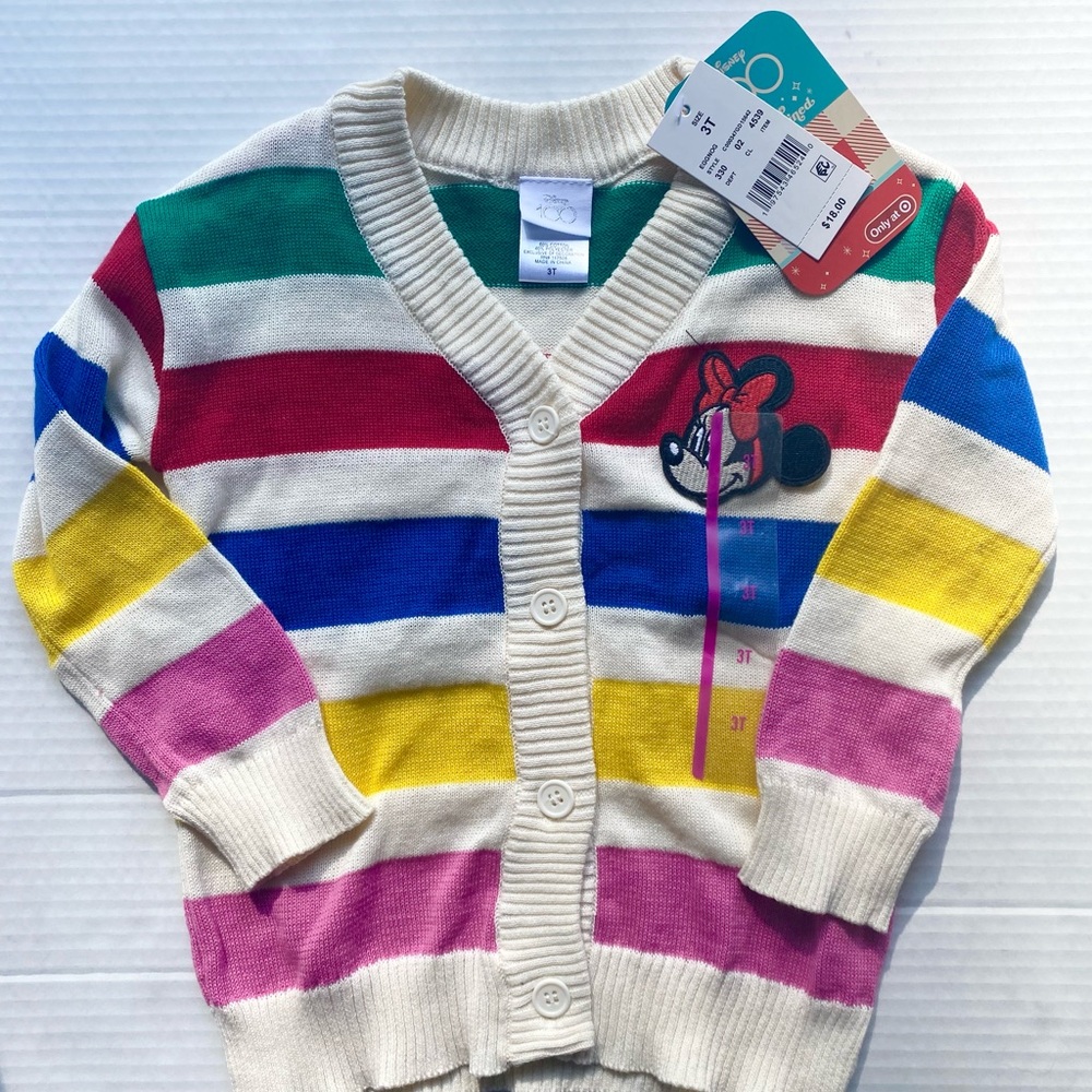 BNWT Target Disney 100 Striped Minnie Mouse Cardigan